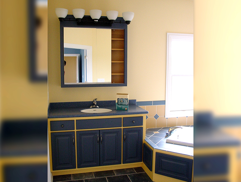 blue tiled bathroom