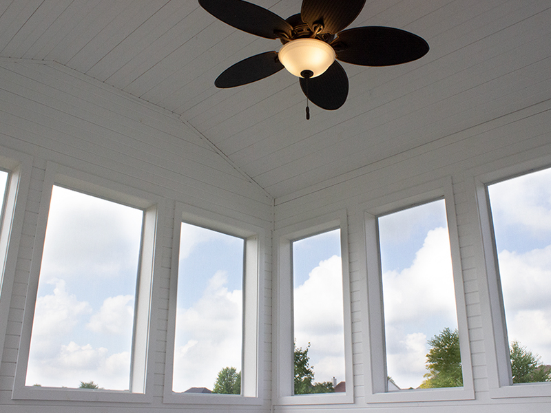 White, cedar sunroom built in North Aurora, IL