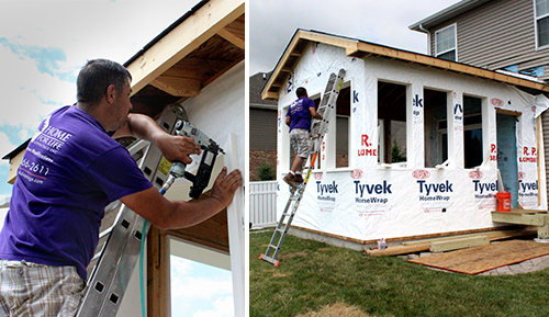 skilled laborer building sunroom in Chicago, IL